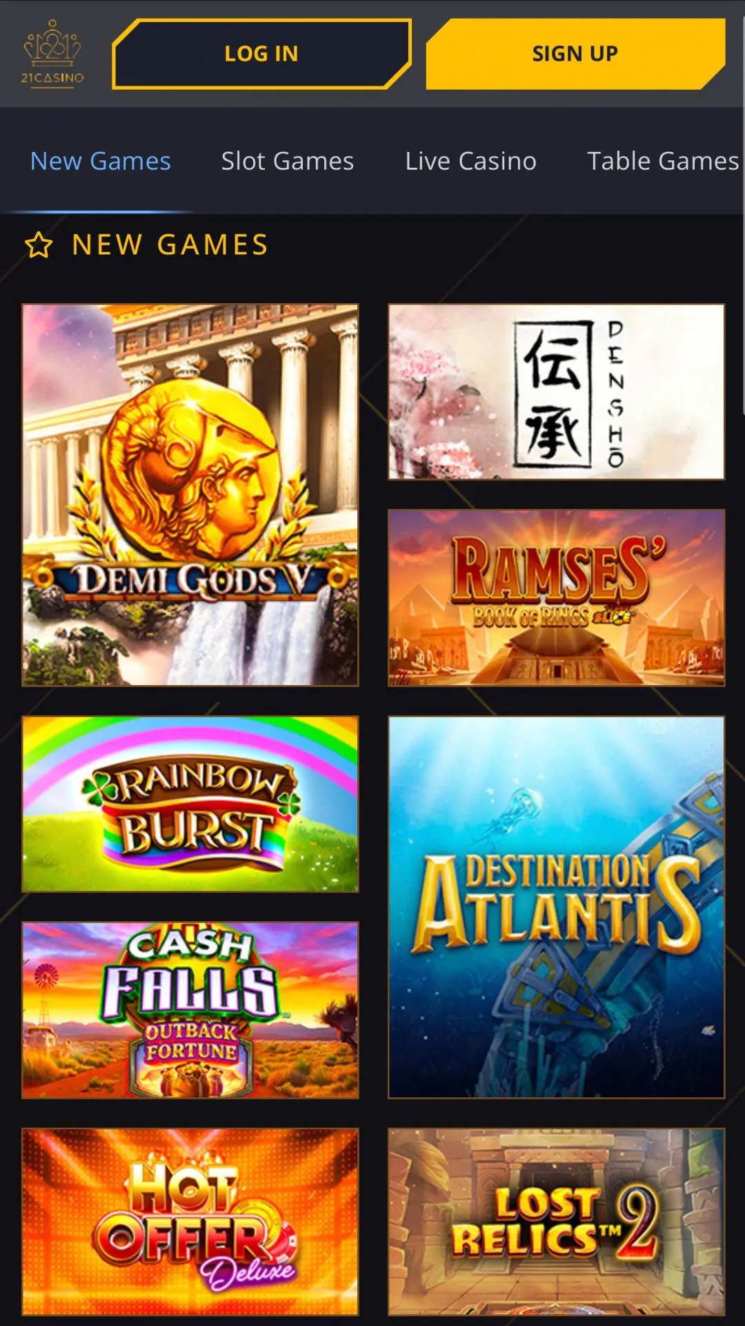 Screenshot for 21 Casino with caption: 21 Casino Games