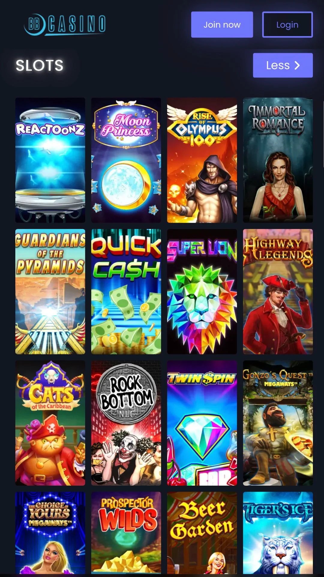 Screenshot for BBCasino with caption: BB Casino Slots