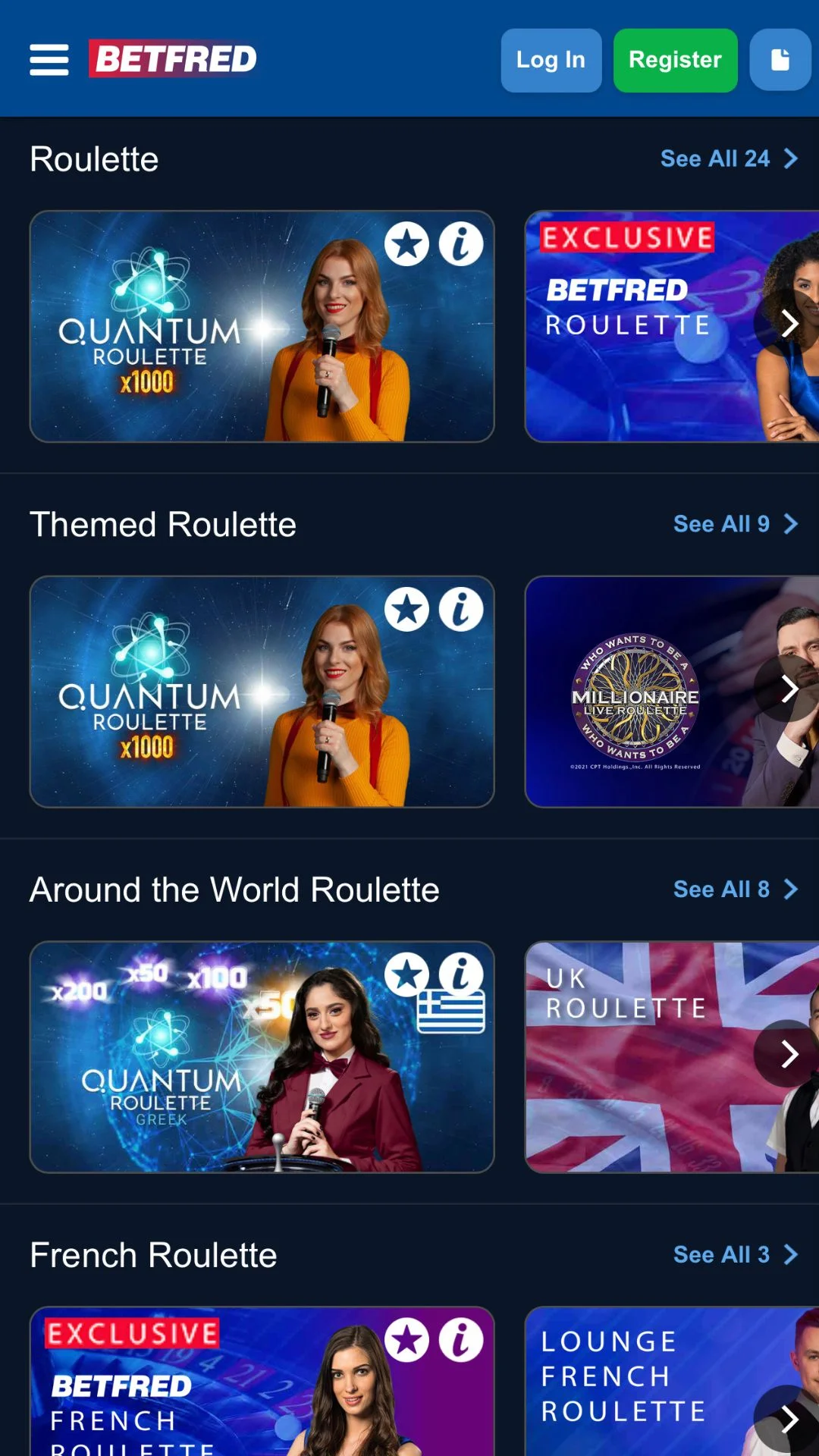 Screenshot for Betfred Casino with caption: Betfred Casino Roulette