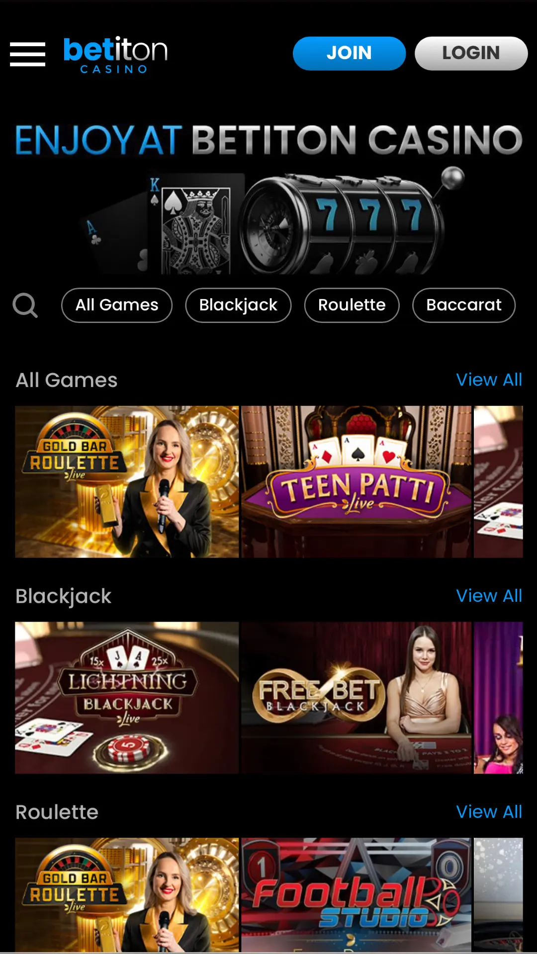 Screenshot for Betiton Casino with caption: Betiton Live Casino