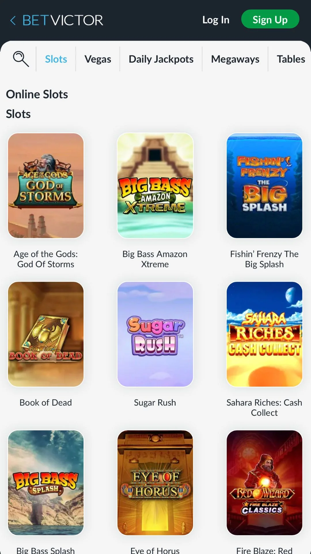 Screenshot for BetVictor Casino with caption: BetVictor Casino Slots