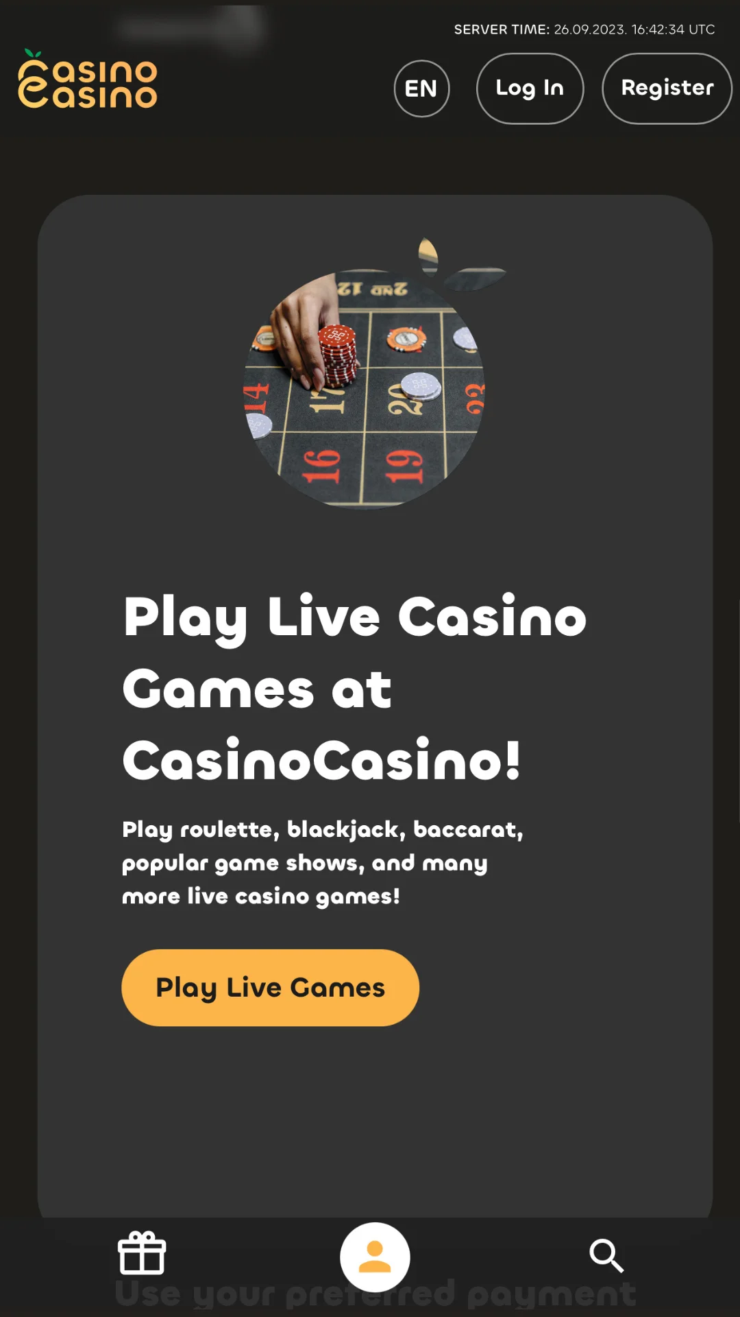 Screenshot for Casino Casino with caption: CasinoCasino Live Games