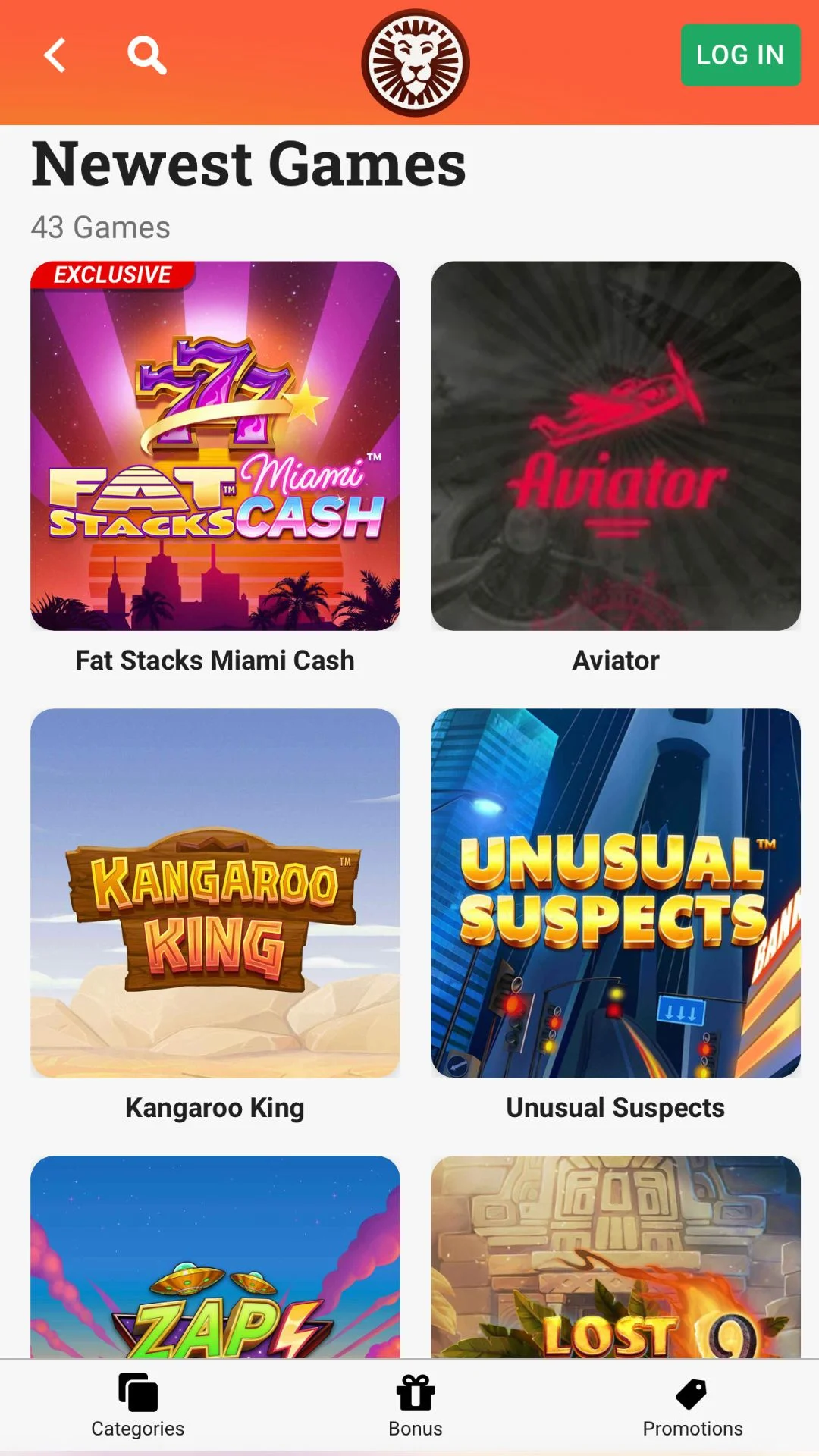 Screenshot for LeoVegas Casino with caption: LeoVegas Casino Games