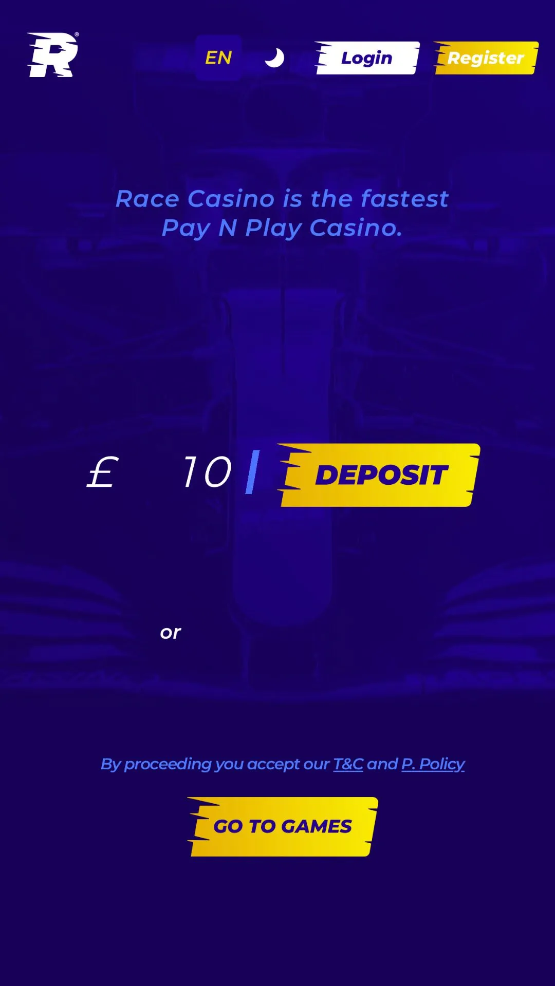 Screenshot for Race Casino with caption: Race Casino Deposit