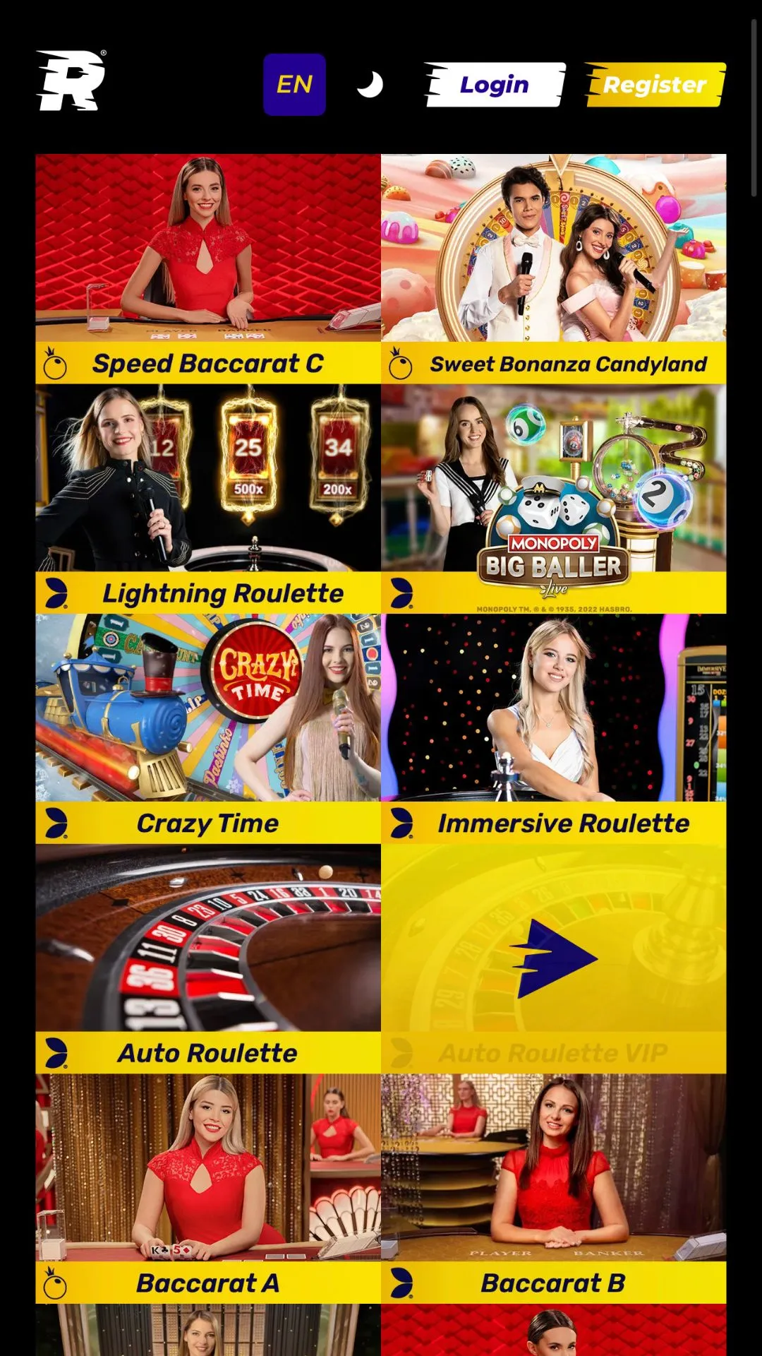 Screenshot for Race Casino with caption: Race Casino Live Titles