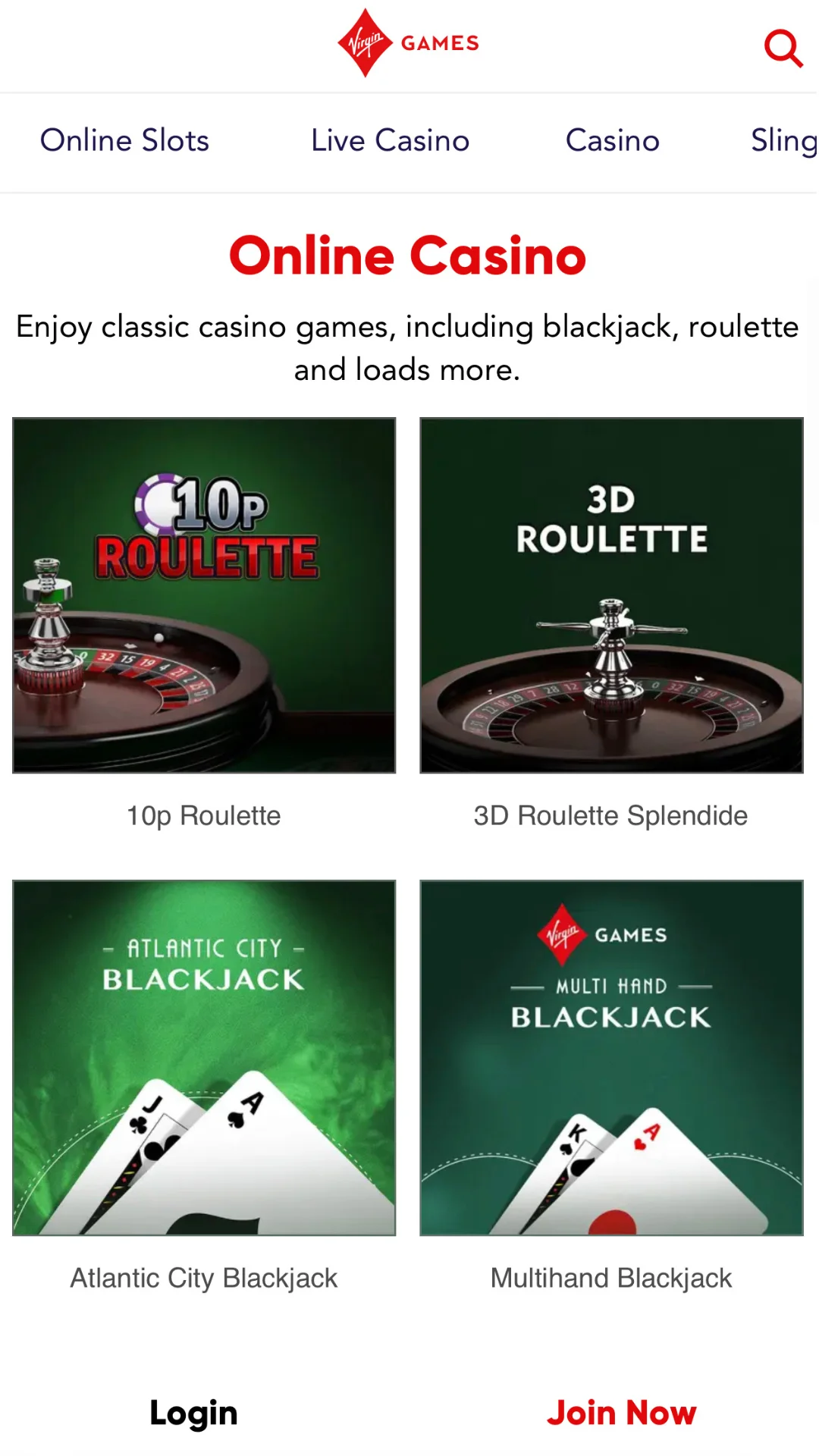 Screenshot for Virgin Games Casino with caption: Virgin Games Online Casino